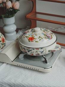 27cm/24cm Enamel Dinnerware Set, Including Baking Tray, Casserole, Soup Pot, Cooking Pot And Seafood Pot, Suitable For Restaurant, Home, Living Room And Kitchen. Great For Serving Bread, Turkey, Cheese Bread, Pizza, Seafood And Hand-Pulled Rice. Ideal For Outdoor Activities, Weddings, Parties, Gifts, Birthdays, Thanksgiving, Harvest Festival, And Family Gatherings. - Flowers and Birds - View 14