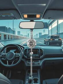 1Pc Car Diamond Rotatable Perfume Pendant – Refillable DIY Fragrance Container, Elegant Metal Aromatherapy Pendant For Rearview Mirror, Deodorizing & Decorative, High-End Car Interior Accessory,Car Aromatherapy Metal Pendant, Car Fragrance Essential Oil Pendant(No Liquid)