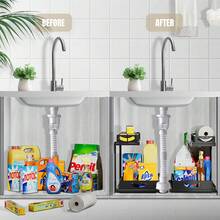 Under Sink Organizer And Storage – 2 Tier Slide-Out Pull-Out Cabinet Organizer Shelf With Metal Sliding Drawers For Kitchen, Bathroom, Pantry, Closet Cabinet Organization Rack