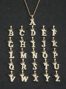 2pcs Set: Fashionable Crown & Letter Pendant Twist Rope Chain And Cuban Chain Multi-Layer Necklace, Suitable For Children Boys Girls Street Party Accessories, Daily Wear - Gold - View 7