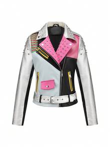 Risissida Women's Lightweight Cropped Patchwork Jacket - Minimalist Casual Style, All-Season Versatile Wear For Spring & Autumn