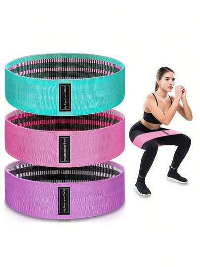 Set de 3 bandas de resistencia, bandas para glúteos, caderas y muslos, bandas elásticas para sentadillas, yoga, entrenamiento en casa, bucles de resistencia de tela antideslizante sin látex