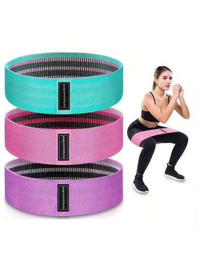 3pcs Resistance Bands Set, Booty Bands For Hips, Glutes & Thighs, Elastic Bands For Squats, Yoga, Home Workout, Latex-Free Non-Slip Fabric Resistance Loops