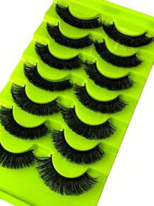 7 Pairs Of Classic Russian Volume Eyelash Extensions, Cat Eye Style, Made Of Mink Hair Material, Natural Appearance D Curl Fluffy False Eyelashes, Natural Dense Fluffy Curl False Eyelashes, 8D Curl Dramatic Eyelashes, Long-Lasting And Thick False Eyelash Strips That Lengthen And Volumize The Eyes, Reusable Strip Lashes,Lashes,Eyelashes,Fake Lashes