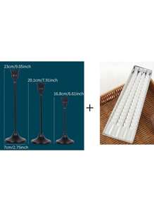 1Pc/1Set Exquisite And Elegant Metal Cone Candle Holder, European Style Black Candle Holder Set, Romantic European Style Candle Holder, Detachable Candle Holder, Pillar Candle Holder, Pillar Candle Holder, Anti-Scald Candle Holder, Romantic European Candlelight Dinner Wedding Decoration Candle Holder, Four Seasons Candle Holder