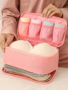 Portable Toiletry Travel Bag, Divided Storage Bag Underwear, Convenient And Practical, Can Be Used To Classify Clothes And Personal Items, Travel Storage,Solid Waterproof Underwear & Diapers Luggage Organizer Travel Holiday Giving,Boho Vibes - Xám - Xem 1