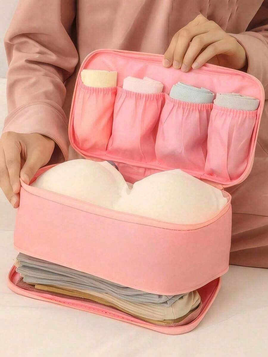 Portable Toiletry Travel Bag, Divided Storage Bag Underwear, Convenient And Practical, Can Be Used To Classify Clothes And Personal Items, Travel Storage,Solid Waterproof Underwear & Diapers Luggage Organizer Travel Holiday Giving,Boho Vibes - Xám - Xem 1