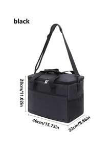 1件黑灰色户外大容量野餐包防水冰包单肩背保温包便携饭盒包 - 彩色 - 查看 2