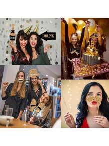 30 件黑色和金色婚礼摄影道具 - 优雅的 Ins 风格生日派对装饰品，采用纸质材料拍摄装饰品，无羽毛 - 彩色 - 查看 6