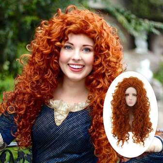 Long Deep Dark Brown Curly Synthetic Wig Without Bangs For Women Halloween Party Wig