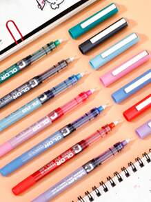 4 pezzi Penna a sfera a inchiostro liquido dritto di colori mediorientali, asciugatura rapida, colore casuale, per forniture scolastiche, ritorno a scuola