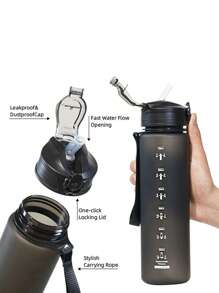 1 件，750 毫升便携式磨砂塑料运动水壶，防漏，PC 材质，带硅胶吸管和提绳，适用于健身房和户外活动、旅行、学校办公室 - 彩色 - 查看 9