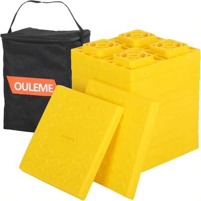 12 Pack RV Leveling Blocks Stackable Jack Blocks Interlocking Leveling Pads With Carrying Bag For Camper Travel Trailer