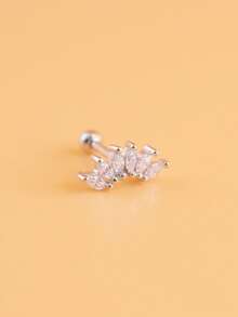1pc Cubic Zirconia Stud Earring - Yellow Gold - View 2