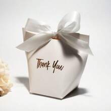 3 pezzi Scatola regalo in carta premium bianca con nastro, elegante: scatola regalo in carta con scritta dorata "Grazie" | Nastro raffinato | Perfetto per Natale, matrimoni, baby shower e altro ancora, per forniture scolastiche, ritorno a scuola