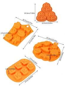 1 件万圣节南瓜和巧克力慕斯、南瓜形糖果模具托盘、南瓜鬼蝙蝠头骨软糖巧克力模具适用于 DIY 工艺品、纸杯蛋糕装饰、肥皂果冻 - 非常适合 DIY 烘焙和厨房手工艺品 - 橘色 - 查看 2