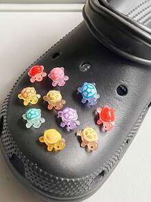 5/10pcs Glow In The Dark Detachable 3D Cartoon Turtle Shoe Charms, Decoration For Beach Sandals And Clogs - Multicolor - View 6