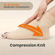 男女通用无缝压缩袜，用于脚踝支撑 - 高帮设计，透气尼龙/氨纶混纺，可机洗，纯色 - 非常适合攀岩、徒步旅行、跑步和日常活动，压缩袜，登山必需品，高帮袜，透气面料 - 彩色 - 查看 4