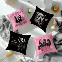 MEMNUN 4 vỏ gối polyester in họa tiết Halloween màu hồng và chữ [Không có ruột gối], 17,7*17,7in (45*45cm)/19,69*19,69in (50*50cm)/15,75*15,75in (40*40cm), [In một mặt] Vỏ gối trang trí Halloween cho ghế sofa, giường, phòng khách, phòng ngủ, ô tô, văn phòng, khách sạn, mọi mùa, quà tặng hoàn hảo cho gia đình và bạn bè - Nhiều màu - Xem 10