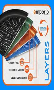 Emporio Kitchen Pizza Baking Pan - 1575-Inch Round Perforated Carbon Steel Tray With Non-Stick Coating, Dishwasher Safe, Oven Safe (Up To 450° F), Airflow Design, PFOA, PFOS, PTFE Free, Gray