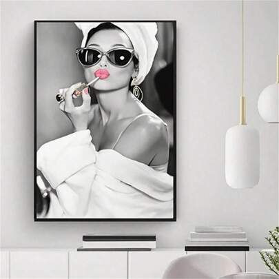 1pc Frameless Canvas Printed Wall Paintings, Posters, Black And White Fashionable Women's Photos Retro Home Living Room Decoration, Suitable For Indoor Wall Decoration In Home Offices, Living Rooms, Bedrooms, Dormitories, Dining Rooms, And Other Areas, The Ideal Gift For Him/Her. Room Decor Bedroom,Prints,Bedroom Decor,Home Decor ﻿ Wall Arts!!!! Posters!!!!