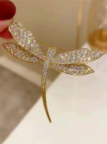 1 件微镶嵌水晶蜻蜓胸针，女士时尚翻领别针，适用于夹克，完美礼物办公室配件衬衫珠宝圣诞节万圣节衣服别针有趣可爱的教师礼物万圣节配饰教师节 - 彩色 - 查看 3