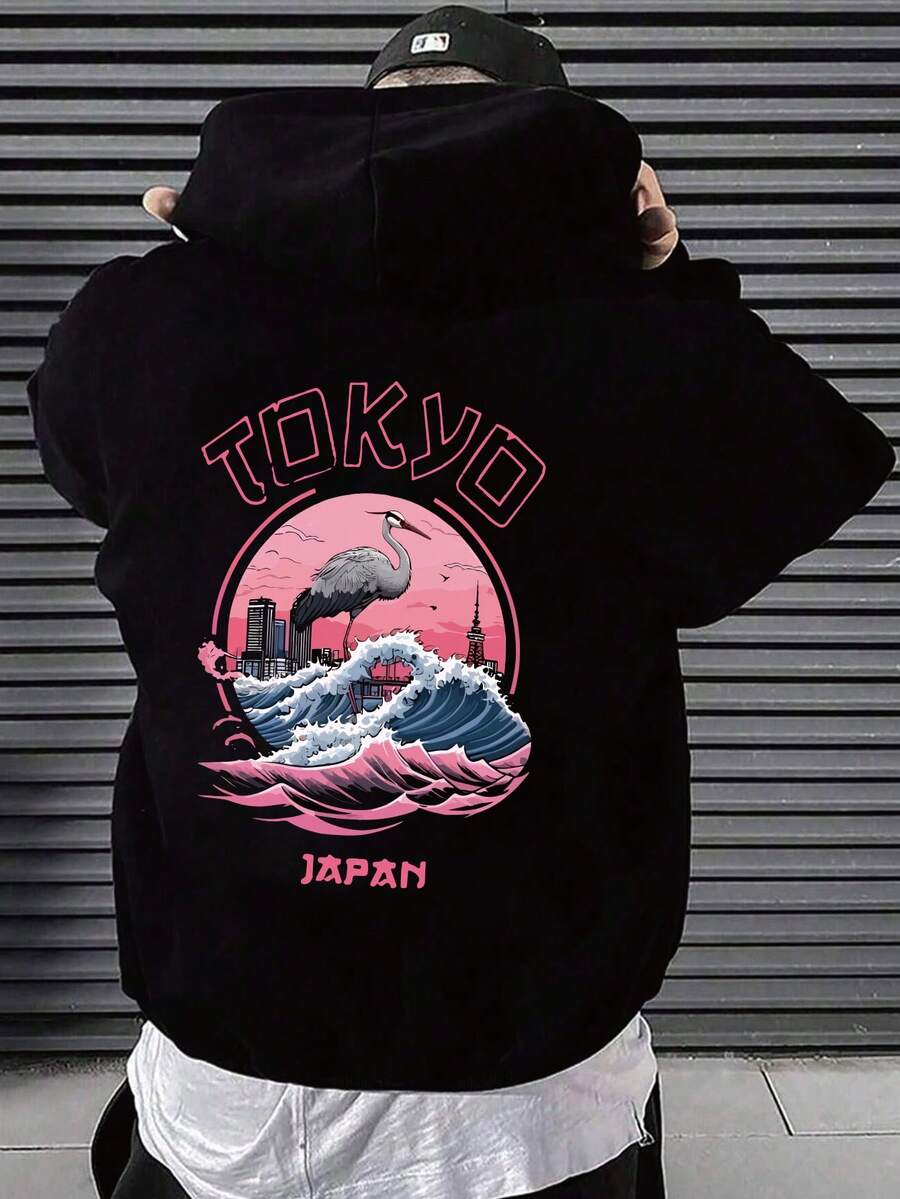 Herren Große Größen Lässig Hoodie Sweatshirt, Buchstaben Grafik Muster, Urban Street Style, geeignet für Läss, Sport, Wochenenden im Herbst und Winter