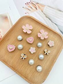14pcs (Pink Butterfly, Cloud, Star, Rose Flower, Pink Semi-Circle Pearl) Shoe Clips, DIY Decorations, Suitable For Women's Sandals, Slippers, Beach Bags Multifunctional Shoe Clips, Great For Christmas, Halloween And Birthday Party Gifts