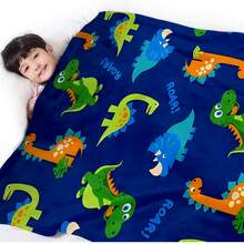 Kids Dinosaur Print Plush Blanket, Air Conditioning Blanket, Sofa Cover Blanket, Suitable For Home, Office, Outdoor, Camping, Travel, Air Conditioning Nap Blanket - Multicolor - View 3