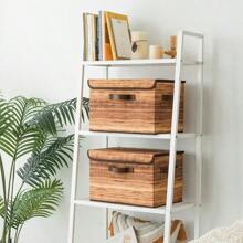 Storage Boxes With Lid Fabric Storage Bins With Lids Decorative Closet Storage And Organizer Wood Grain Print Bins Storage Boxes For Organizing 2Pack - 棕色木版畫 - 查看 5