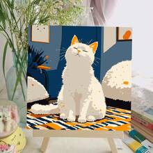 成人初學者用藝術按數字畫，動物按數字畫，蝴蝶/貓按數字畫套件，適用於家居牆面裝飾，8x8英寸 - 動物系列 - 查看 28