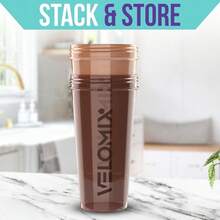 2-Pack 28oz/830ml Premium Shaker Bottles With 4 Stainless Steel Balls - Leakproof  Mixer Cups For Protein, Smoothies & Meal Replacement - Gym, Office, Travel & Home Use - Blue & Clear Combo With Measurement Marks - 97) Caramel & Mocha - 查看 5