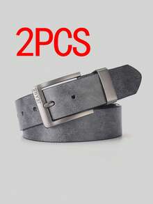 2 件男士针扣腰带，压花纹理时尚男士腰带，男女复古休闲街头个性腰带，适合搭配牛仔裤，是一份很棒的礼物