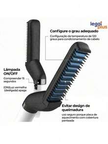Hair Straightener Portable Comb For Men's Hair And Beard Electric Comb Straightening Brush - 黑色 - 查看 3