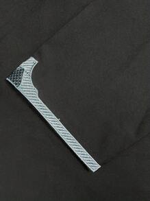 1 件男士优质涤纶面料休闲宽松中东风格长袍，舒适简约纯色长袖传统中东服装 - 黑色 - 查看 6