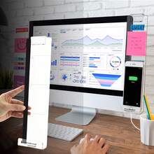 Office Desk Accessories: Monitor Stand, Notepad, Computer Message Board, Office Supplies, Unisex Computer Memo Holder With Functional Area, Home Office Essential,For School Supplies,Back To School - Transparent - View 9