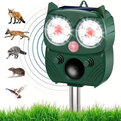 Solar Soundwave Technology Animal Repeller,  Animal Repeller, Motion Detection, Flashlights, Dog Cat Repellent, Squirrel, Raccoon, Skunk, Rodent, Fox, Deer, Bird Deterrents For Outside