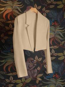 Áo khoác Blazer nữ dáng ôm, cạp cao, thiết kế thanh lịch - Màu Khaki - Xem 3