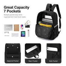 40x30x20cm Large Travel Backpack 40L, Waterproof Laptop Backpack, Luggage Strap, Business Weekender Bag, Flight Backpack For Commuting, Camping & Outdoor Bag For School School Accessories School Stuff Travel Essentials Holiday Vacation Duffle Bag Luggage Suitcase Travel Bag For Women - Black - View 4