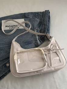 1个可爱多巴胺主题女士单肩包，复古甜美新月形包包，PU材质动漫风格可定制包包，蝴蝶结装饰可装卡片，时尚学院风JK制服包，日常通勤斜挎包，痛包，适合动漫展、学生、购物、聚会、旅行、通勤等场合。 - 彩色 - 查看 13