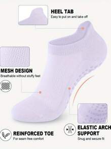 Set de 6/5/3 pares de calcetines de yoga con suela de goma antideslizante, calcetines de compresión transpirables aptos para deportes en interiores y exteriores, diseño de textura antideslizante, ajuste cómodo, para todas las estaciones