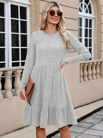 女士冬季毛衣休闲长袖连衣裙带口袋新年派对连衣裙