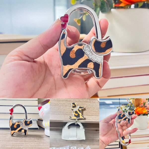 1 pieza Gancho colgante plegable con forma de gato, artesanía hecha a mano como regalo de Halloween