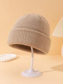 [85g Circunferencia de cabeza grande de alta calidad] Gorro grueso de punto de unicolor para hombres, gorro de punto versátil y de moda simple, sombrero de invierno cálido adecuado para otoño/invierno, uso diario y salidas de otoño - color sólido - Ver 20