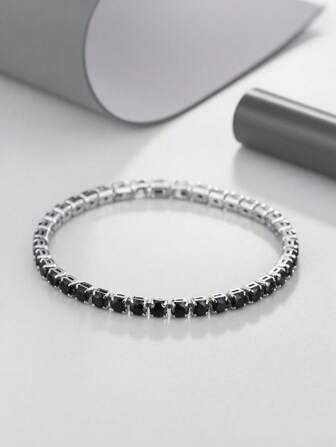 1 سوار بتصميم دائري من الأحجار الملونة الزركونية، مناسب للاستخدام اليومي