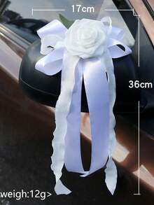 4支仿真汽车花束，饰有丝带蝴蝶结，适用于婚礼车门、后视镜、门把手、椅子、餐桌中心装饰、生日派对礼物装饰 - 彩色 - 查看 2