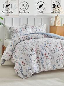 2/3pcs Floral Print Polyester Duvet Cover Set, Pastoral Style Soft & Breathable Children/Girls Bedroom Bedding Set, Suitable For All Seasons, Zipper Closure, Machine Washable (1 Duvet Cover + 1/2 Pillowcase) - Multicolor - View 2