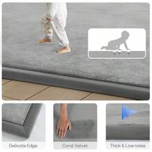 Baby Play Mat For Floor 59" X 79" Memory Foam Area Rug 1" Thick Playpen Mat For Tummy Time NonSlip Backing Safe For Crawling Grey