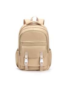 15.6英寸笔记本电脑背包，防水旅行背包，适合青少年和学生，可调节肩带，多口袋设计，通勤背包，户外背包，随机新款或旧款，多种颜色可选 - 卡其色 - 查看 6