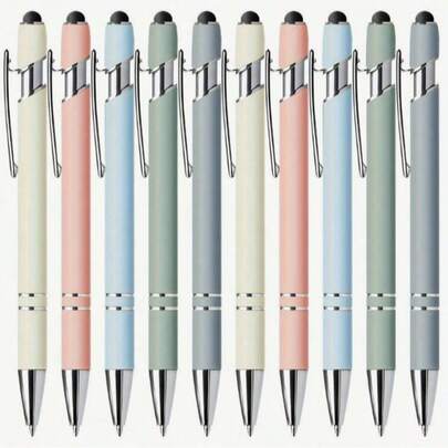 20 Metal Retractable Ballpoint Pen Set With Touch Screen Pen Tip - Medium Thick Pen Tip, Smooth Writing, Anti Slip Handle, Compatible With Multiple Devices - Suitable For Daily School/Office Use,For School Supplies,Back To School